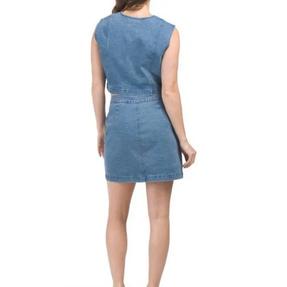 House of Harlow denim skirt and vest set Nikki wash - Picture 2 of 3